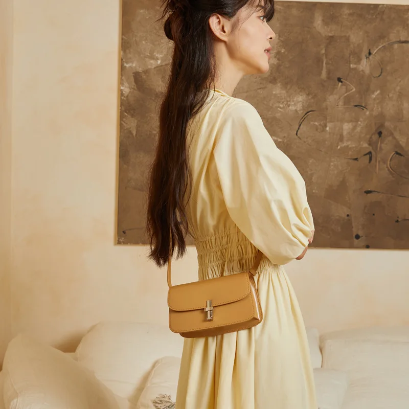 ZR DIARY Leather Saddle Bag Women Split Cowhide Shoulder Messenger Bags Flap Pocket Sewing Metal Buckle Handbag for Female W3291