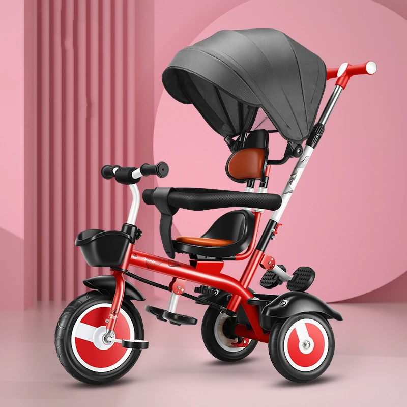 Children's Tricycle 1-3-5 Light Baby Bicycle Children's Trolley 1-5 Light Baby Bicycle Trolley Hand Push