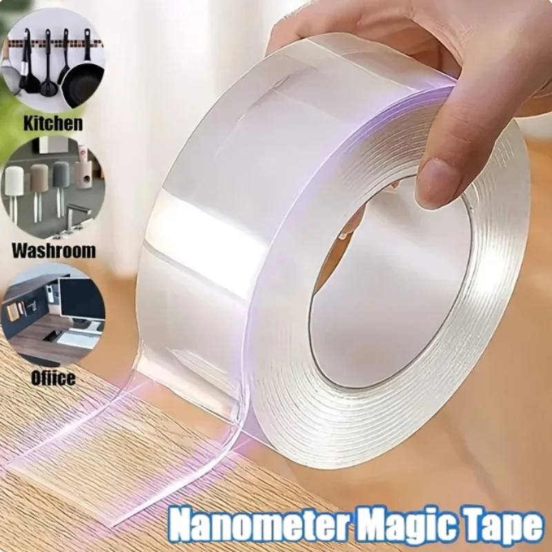 

1M/2M/3/5M Nano Tape Double Sided Tape Transparent NoTrace Reusable Waterproof Adhesive Tape Cleanable Home gekkotape