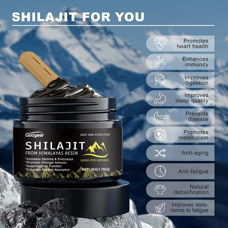 Pure 800MG Himalayan Natural Shilajit Resin Lab Fulvic Acid Tested 85+ Trace Minerals Fulvic Acid Care Lab Tested 1-5Bottles