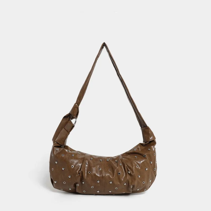 Rivets ladies Handbag Underarm Bag Street Trend Punk Wide strap Women's Shoulder Bag Large pu leather ladies Hand bag bolsos