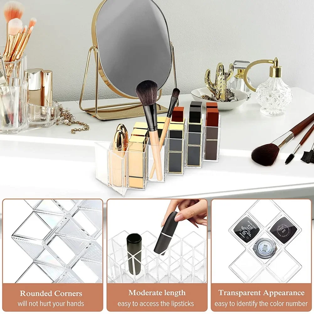 16 Grids Cosmetic Lipstick Jewelry Box Makeup Brushes Holder Lipstick Storage Box Acrylic Makeup Organizer Storage Case 6