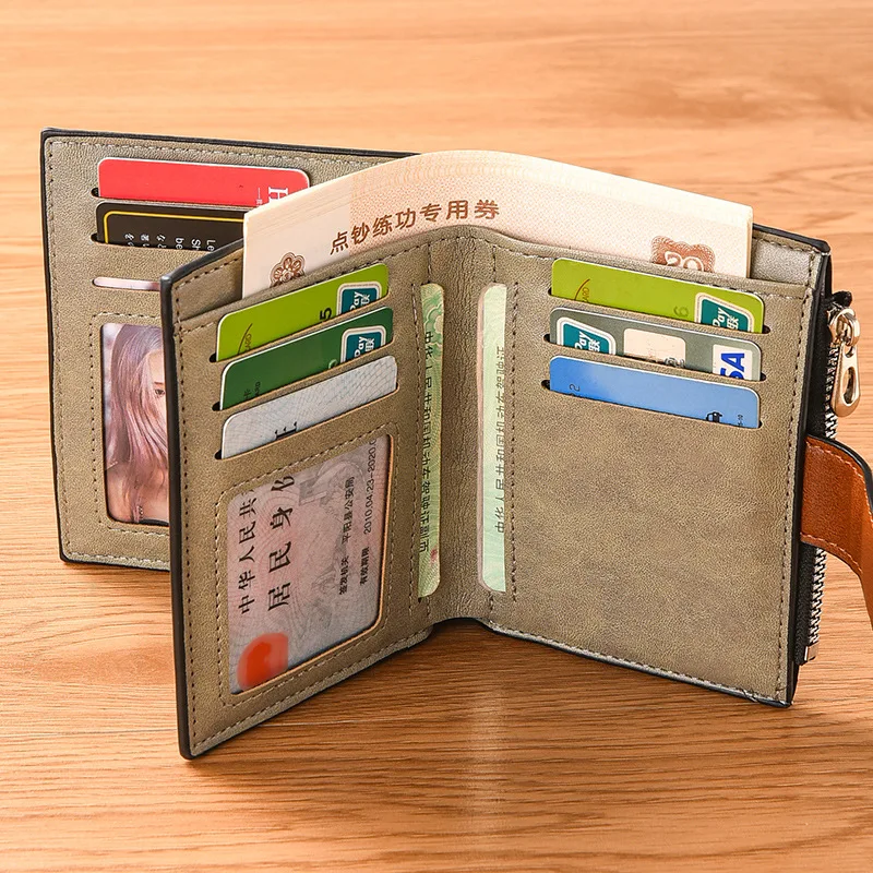 Canvas Mens Vertical Large Capacity Multi-Function Zip Wallet