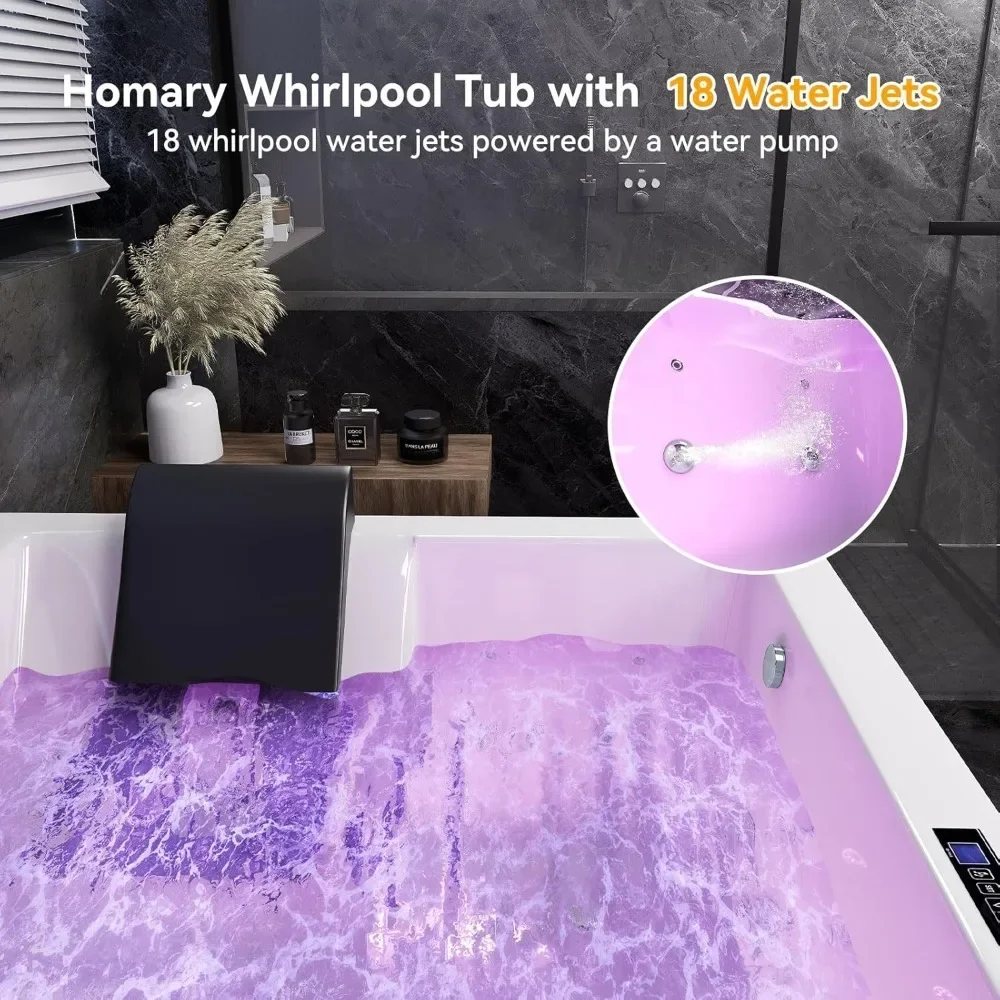 71 Inch Acrylic Whirlpool Bathtub with 3 Aprons, Air Massage Bathtub in White for Enhanced Comfort and Support Bathroom Fixture 2