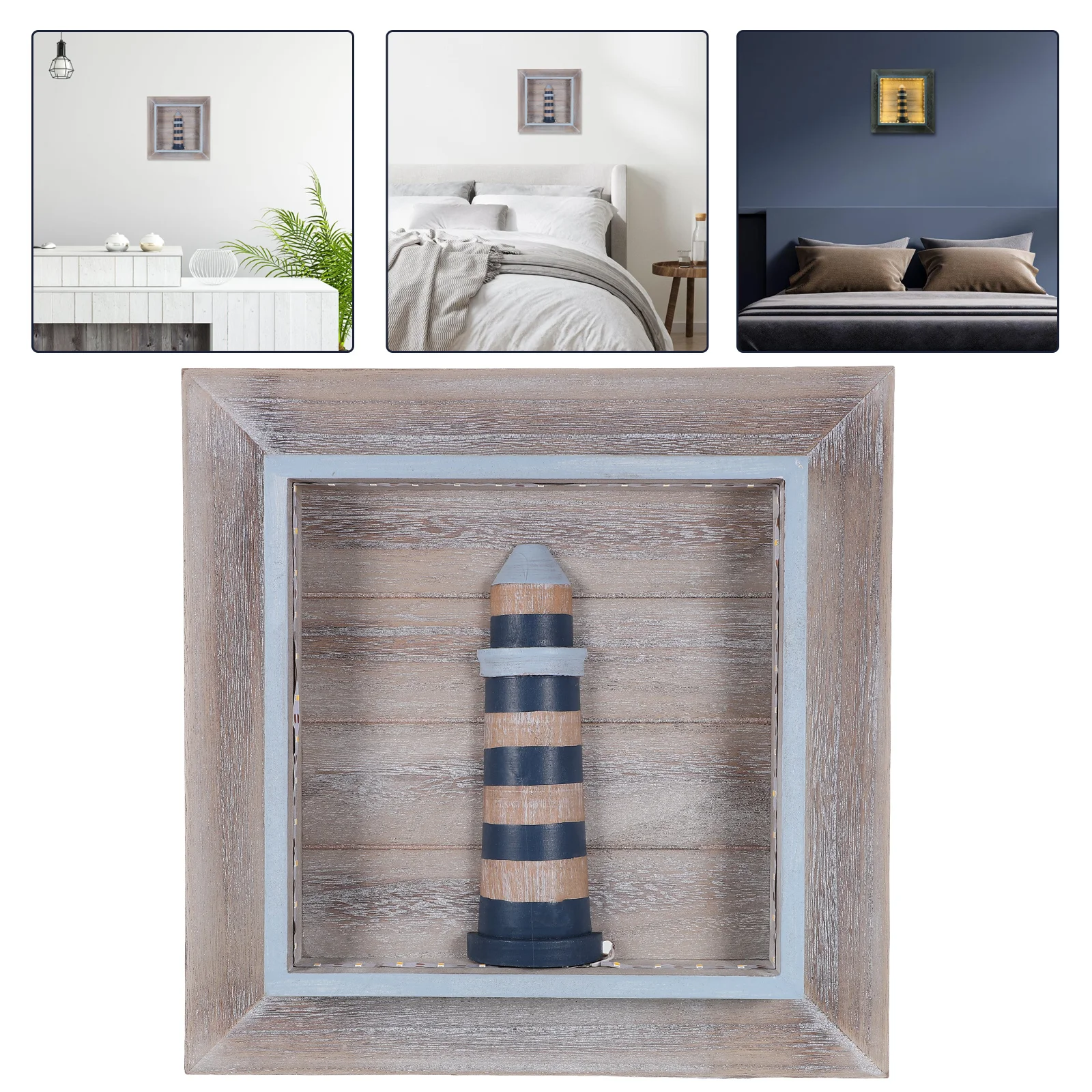 

Luminous Square Painting Wood Wall Decor Home LED Lighted Hanging Decorative