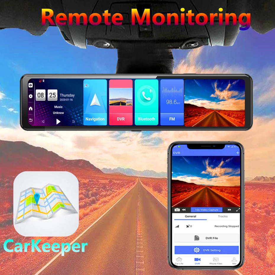 WHEXUNE ADAS ڵ ̷   ī޶, ȵ̵ GPS ̼, 1080P   , ڵ DVR , 24 ð , 12 ġ, 4G
