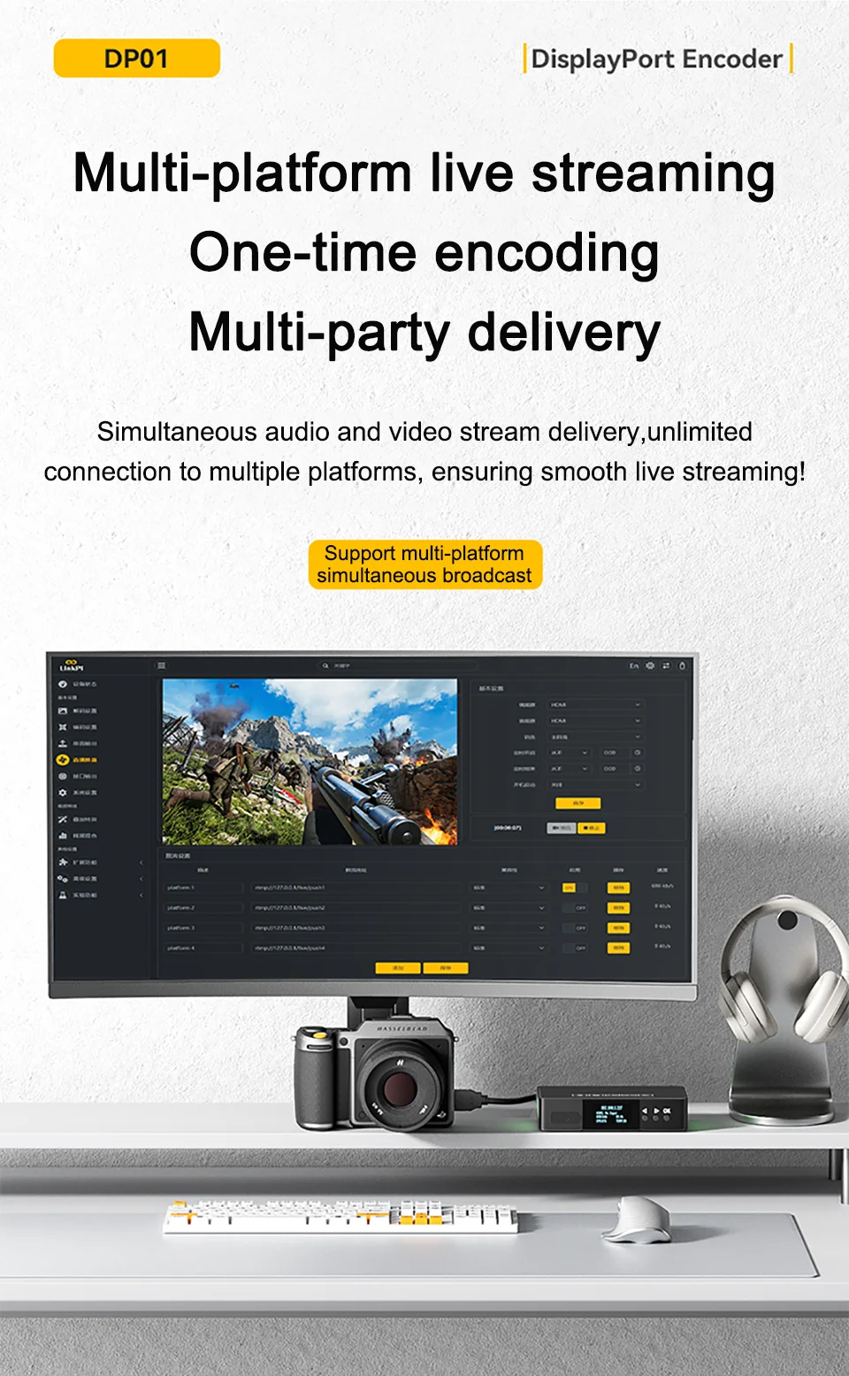 Link Pi DP01 DisplayPort Encoder NDI HD Video Decoder 4K P60 Input 1080P SRT RTM