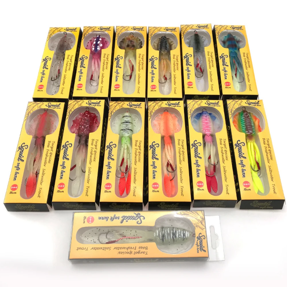 SquidJigsSimulationLuminousBionicSquidSoftFishingLuresSwimbait