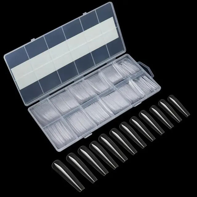 240Pcs Extra Long C Curve Nail Tips Clear False Nail Tips For Gel Acrylic Press On Nails Professional Home DIY With Box 5