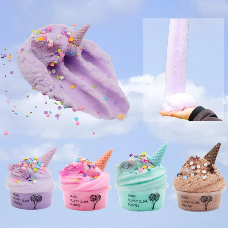 60ml Cotton Candy Cloud Ice Creamcone Slime Swirl Scented-Clay Toy 