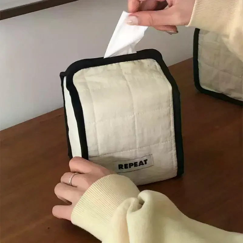 Tissue Paper Storage Box Space-saving Round Square Roll Paper Tissue Case Table Decor Tissue Bag Living Room Storage Napkin
