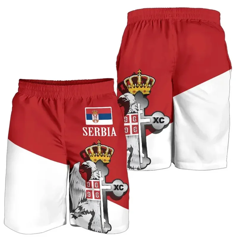 Summer 3d Print Serbia Flag Beach Shorts For Men Quick Dry Surf Board Shorts Popular Sports Swim Trunks Bathing Suits Clothes 3
