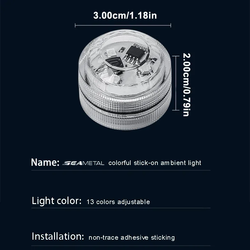 LED Atmosphere Lamp Wireless Adhesive Car Interior Ambient Light Auto Roof Foot Diamond Diving Light Remote Control