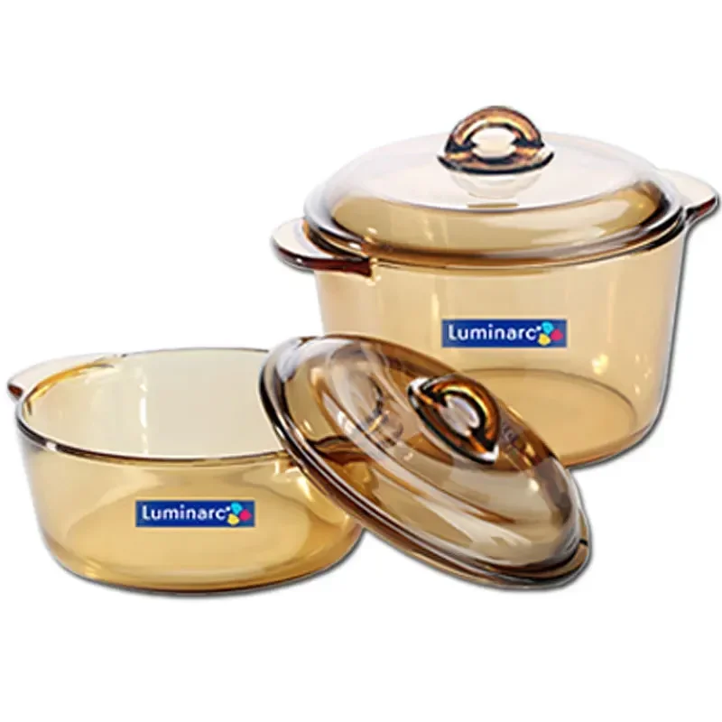 Heat-Conducting Glass Amber Pot, Non-stick Heat-Resistant Stew Pot, Open Flame Gas Cooking Easy Clean Kitchenware.