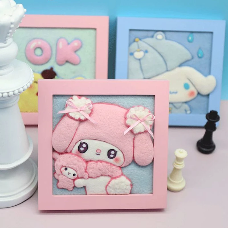 

Sanrio мультяшная фоторамка картина шерстяной фетр для начинающих ручная работа Материал Упаковка Cinnamoroll Kuromi моя мелодия подарок на день рождения