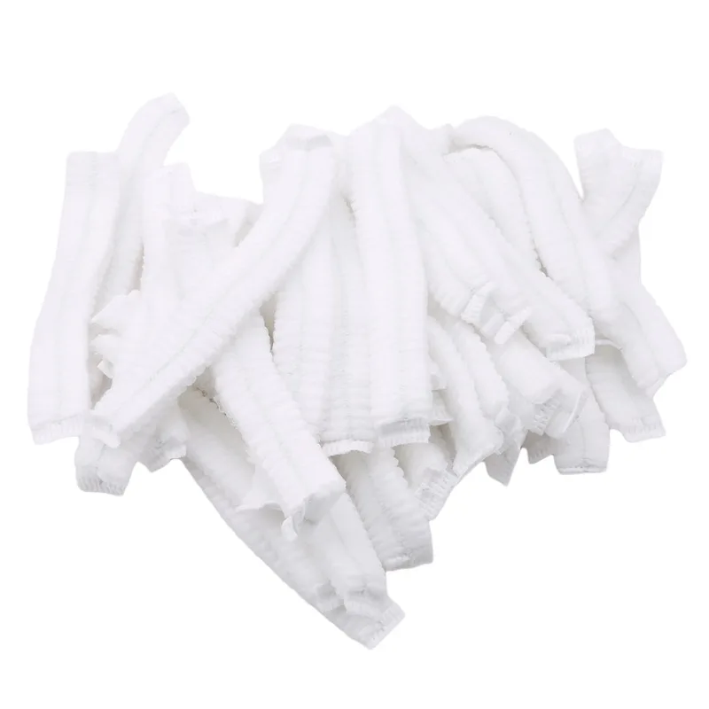 100 PCS Hair Caps 21 inch Disposable Non-woven Bouffant Hair Net Caps Elastic Head Cover Cap for Beauty Kitchen Food Salon Bath 3