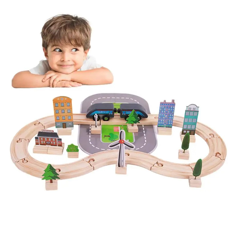 

Toddler Puzzle Rail Play Set 46pcs Montessori Train Rail DIY Toy Drop Resistant Puzzles With Bright Colors For Gift Early