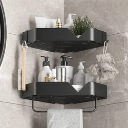 304 Stainless Steel Tripod Bathroom Single Double Layer Storage Rack Hole Free Waterproof Strong Load-bearing Storage Rack