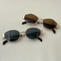 2 paires de lunettes d'été à la mode pour femmes, monture rétro dorée, combinaison de lunettes tendance, monture ronde polygonale 4