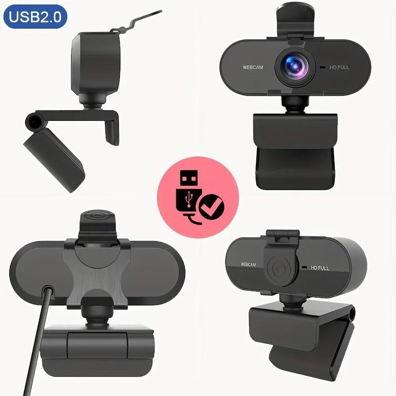 Full HD 1080P Computer Webcam with Microphone Voice Call Conference Live Camera Privacy Cover Stand Game Banding live Web Camera 4