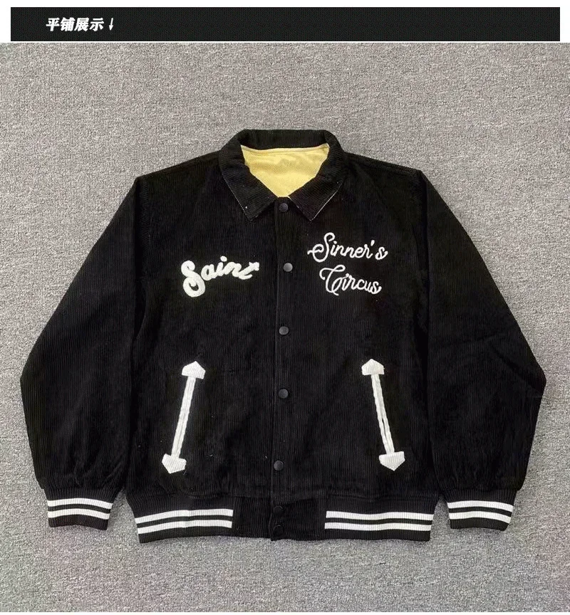 

New Saint Michael Embroidery Corduroy Men's And Women's Baseball Jackets