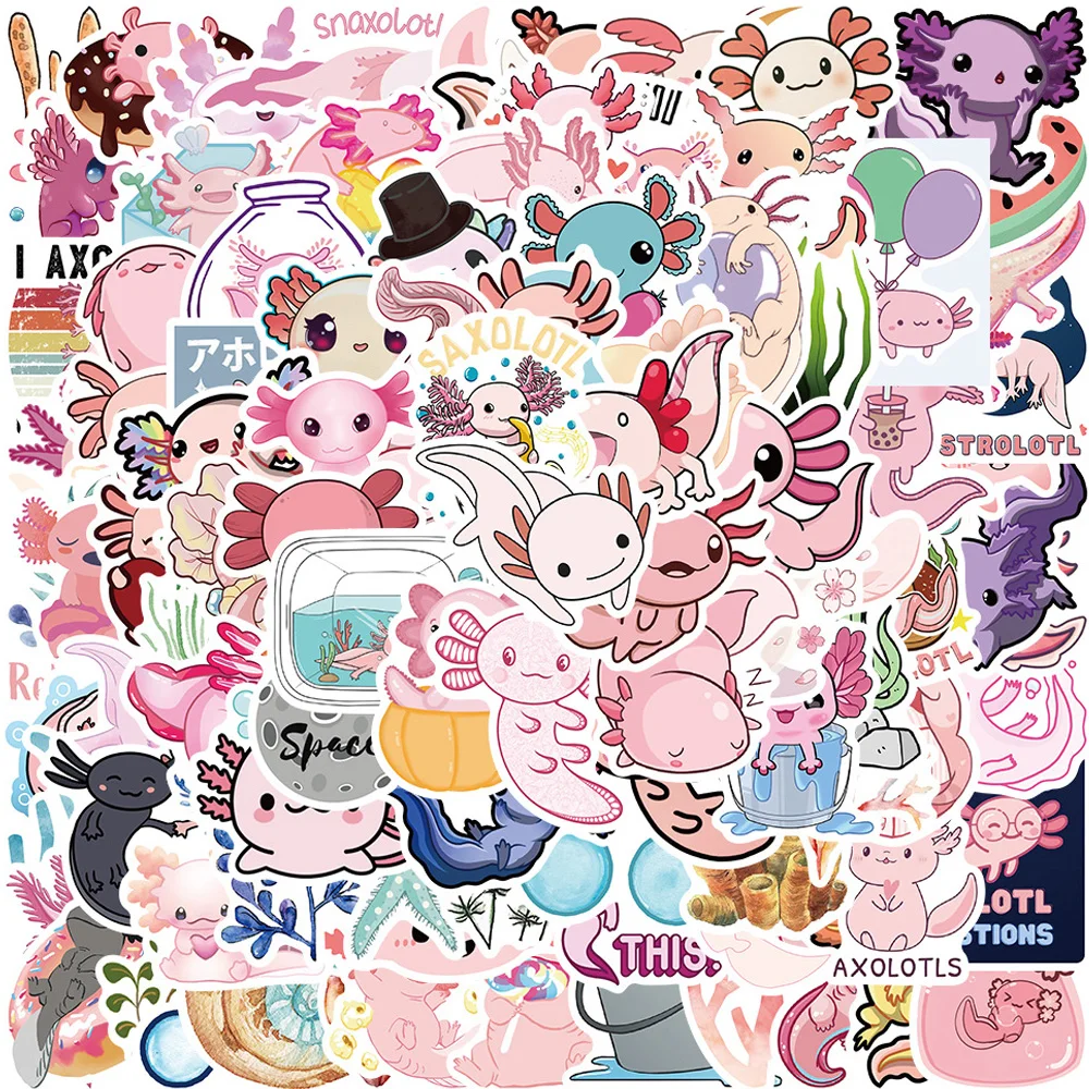 

10/30/50/100pcs Kawaii Animal Axolotl Cartoon Stickers Decal Graffiti DIY Luggage Phone Laptop Water Bottle PVC Kid Sticker Pack