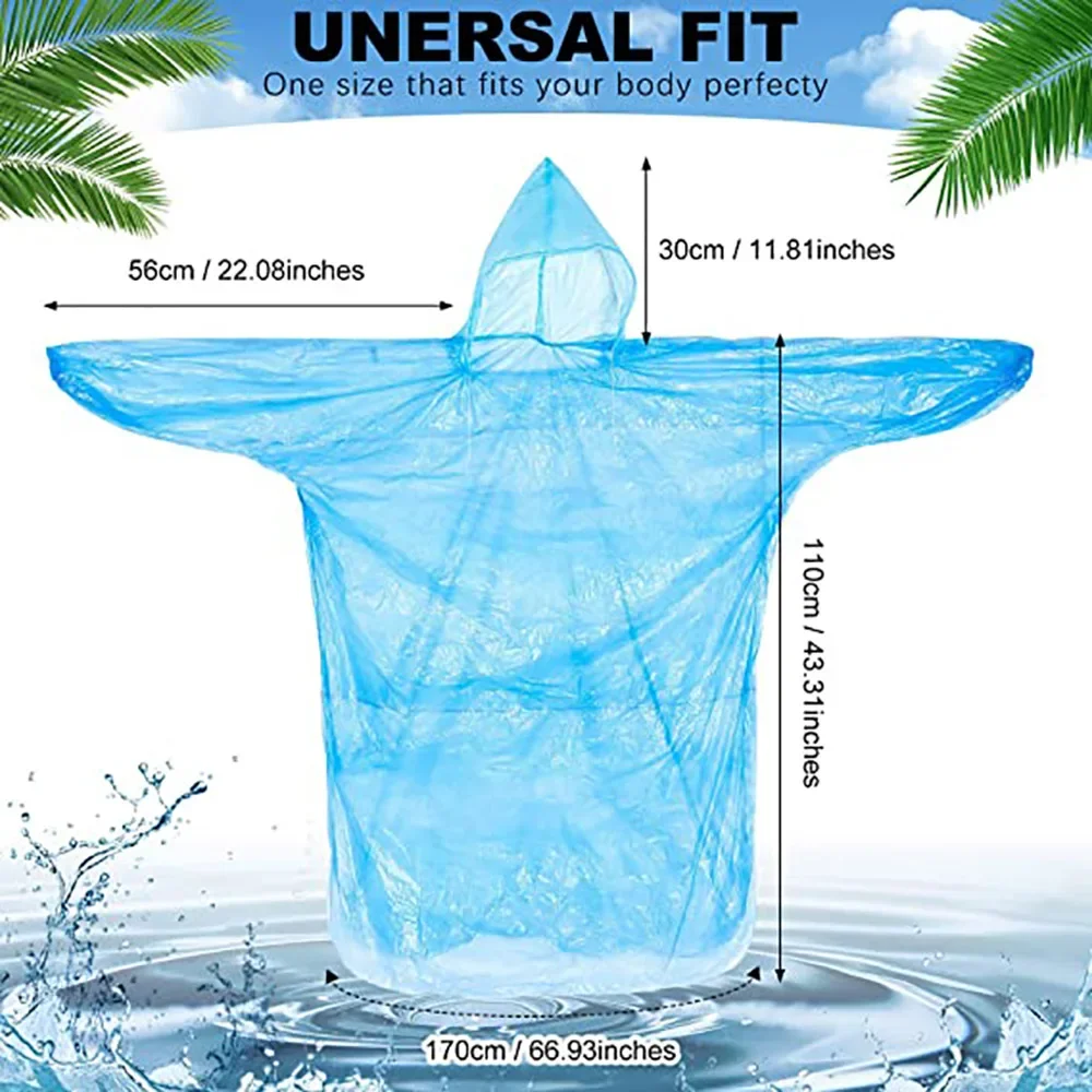 10/20/50 Pieces Rain Ponchos Adults Disposable Plastic Raincoats with Hood Portable Emergency Raincoats for Outdoor Activities 2