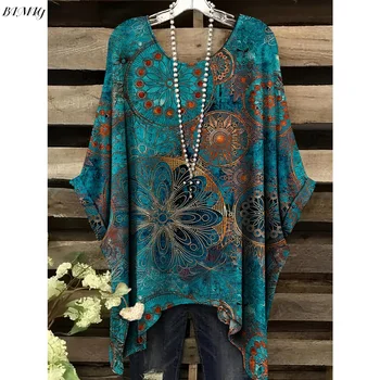 Bohemian Floral Tunic Plus Size Women's Bohemian Floral Print Tunic T-Shirt Short Sleeve Round Neck Casual Top Vibrant 2025 1
