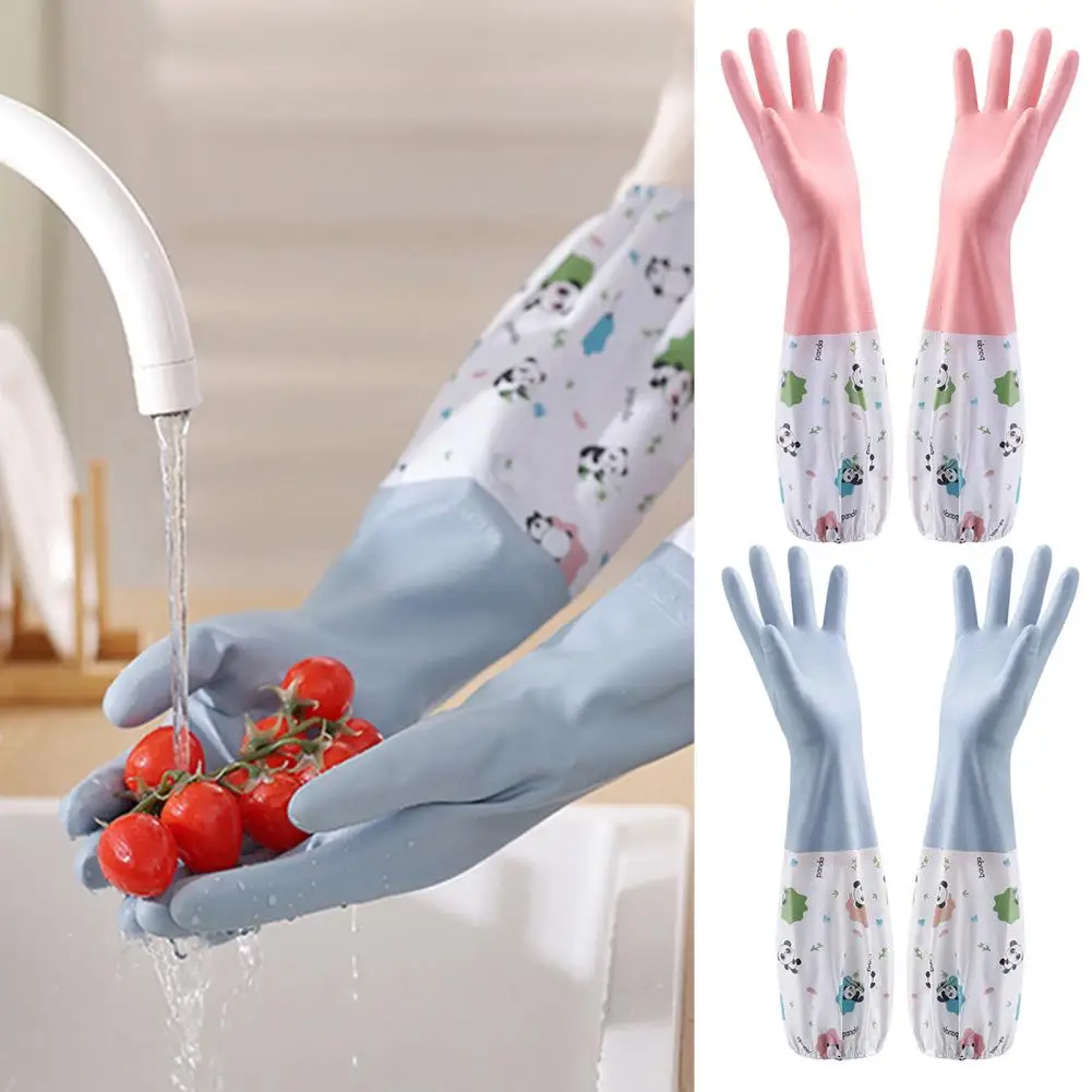 

Kitchen Cleaning Gloves Waterproof Plush Panda Dishwashing Gloves Cute Warm for Kitchen Housework Panda Cleaning Gloves
