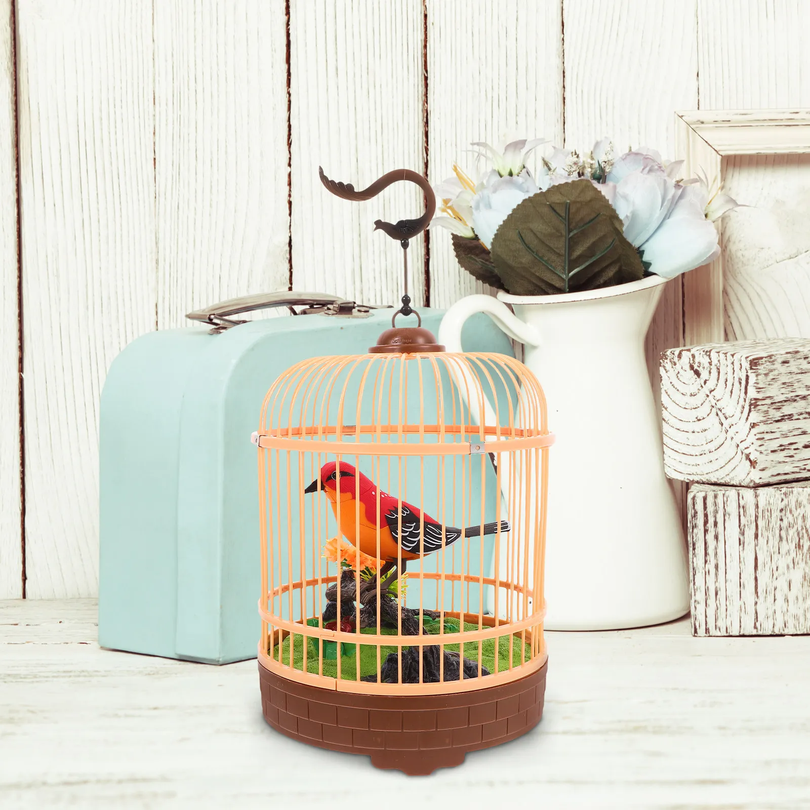 전기 노래하는 새장 음성 활성화 교수형 시뮬레이션 음향 대화형 장식 어린이를 위한 교육용 장난감