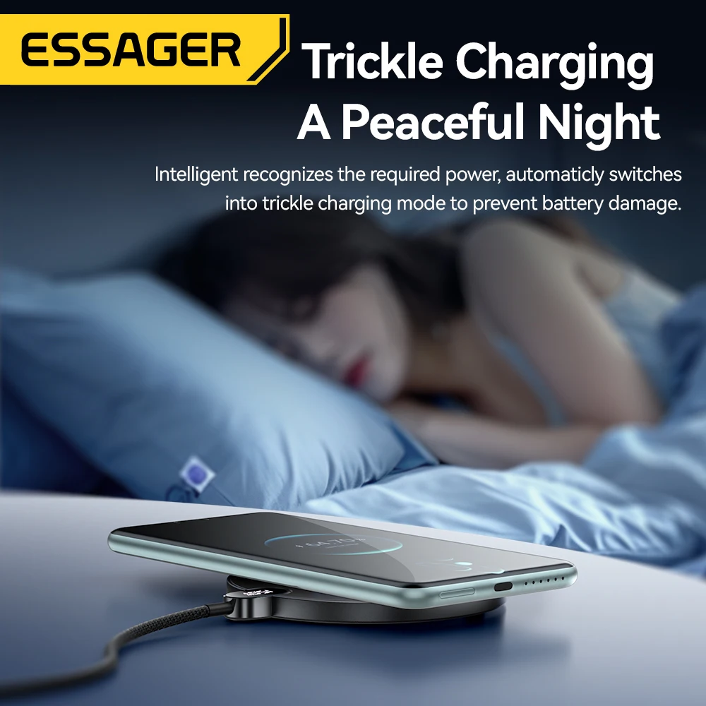 Essager 15W Wireless Charger LED Digital Display Fast Wireless Charging Pad For iPhone 16 15 14 Pro Max Samsung 23 Xiaomi Huawei