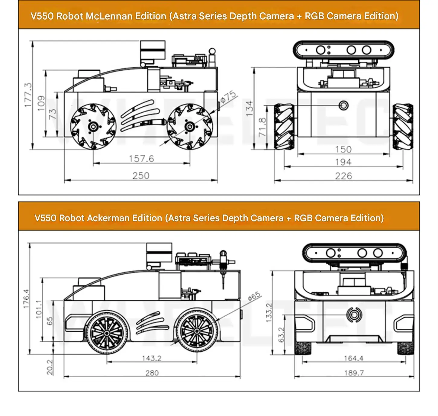 WHEELTEC V550 ROS2 educational robot, it comes with an artistic industrial desig