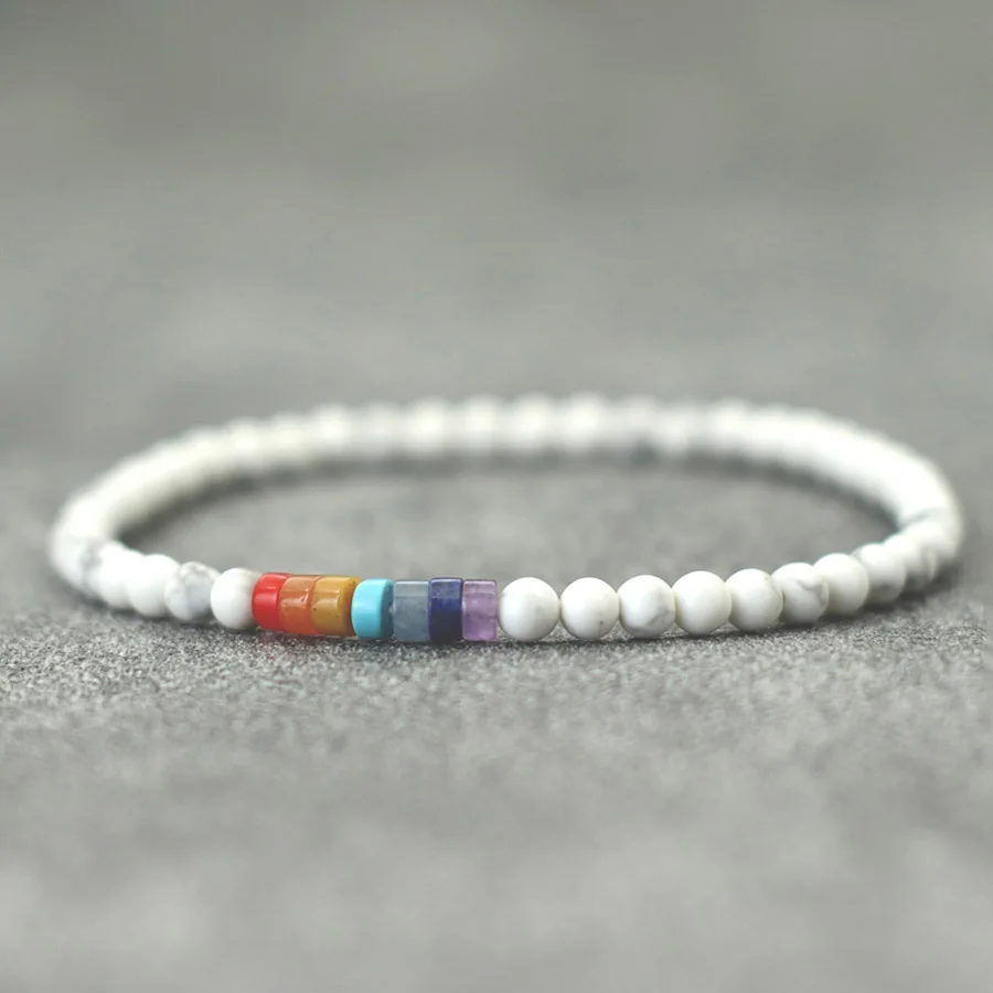 Men Volcanic Rock Beads Chakra Bracelet for Meditation