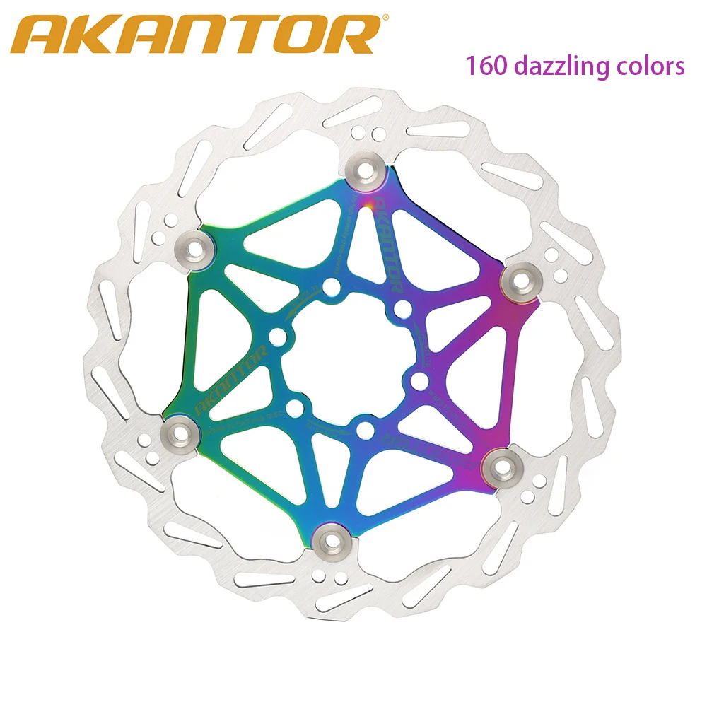 

AKANTOR Mountain Bike Disc Float Floating Pads Brake Rotor Brake 160mm Colorful Rotor Strong Heat Dissipation Floating Rotor