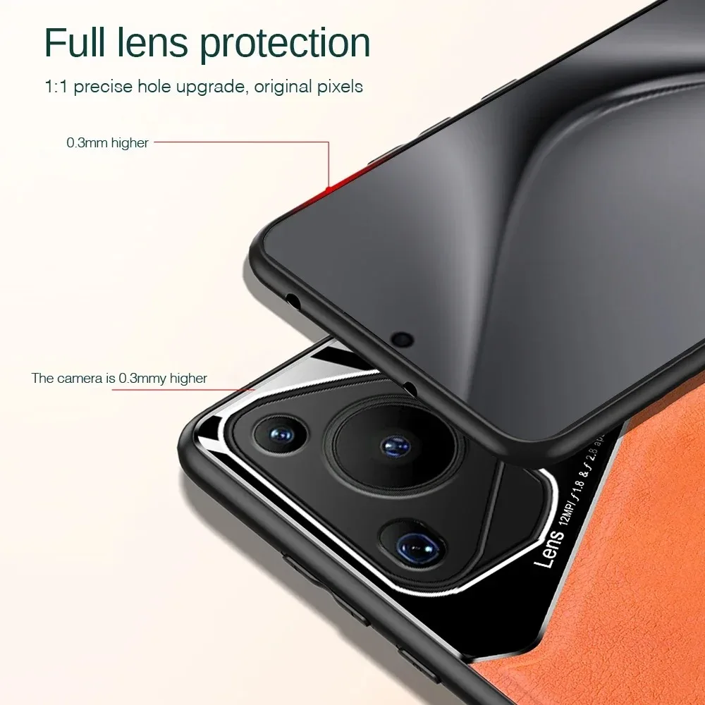 Leather Texture Case For Huawei Pura 70 Ultra P70 P60 Pro Cover With Car Magnetic Suction Holder Coque Fundas Capa_voghion.com