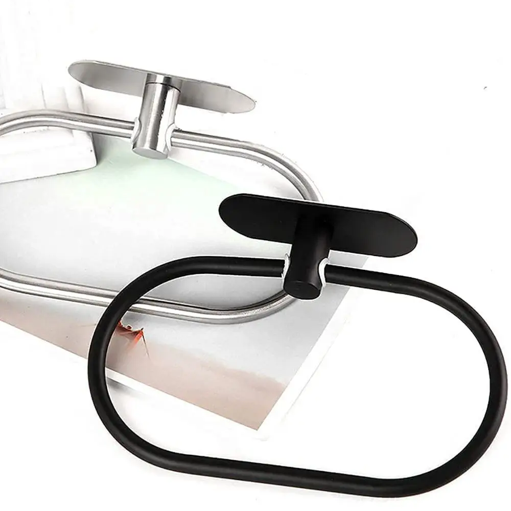 Self Adhesive Towel Rings Round Bathroom Towels Holder Wall Mounted Hand Towel Rails for Kitchen Bathroom Use