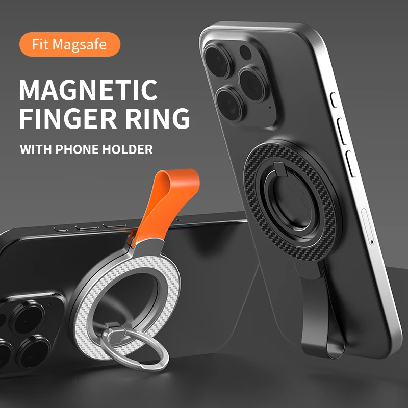 Dual-Sided Magnetic Phone Grip with 360° Rotation and Kickstand Capability