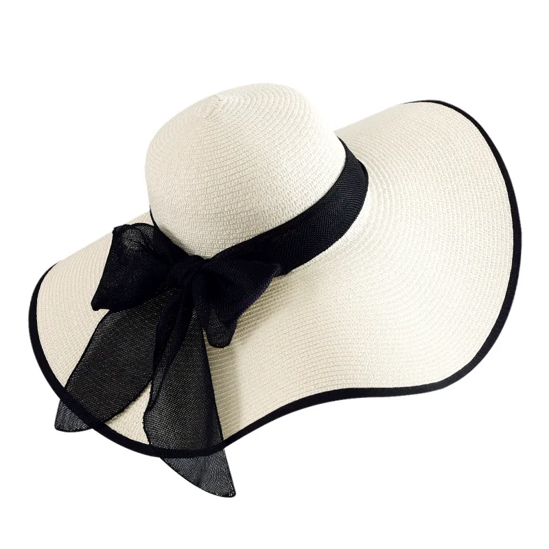 REXCHI New Straw Hat Summer Sunscreen Cool Hat Sun Outdoor Pot Big Eaf Beach Sunshade XMZ262