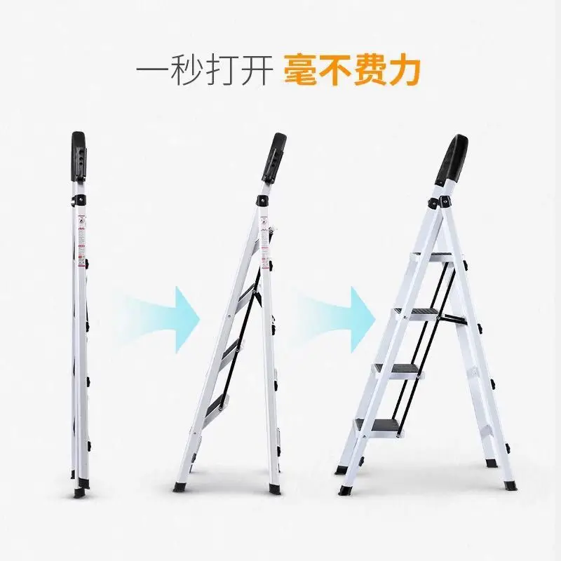 Folding Ladder Home Carbon Steel Thickening Indoor Herringbone Mobile Stairs Telescopic Step Multifunctional Escalator Safe