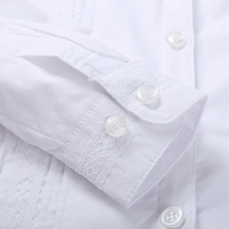 Kids Long Sleeve Shirt Cotton White School Uniforms for Teenage Boys Girl Solid Color Turn-down Basic Blouse Spring Fall Clothes