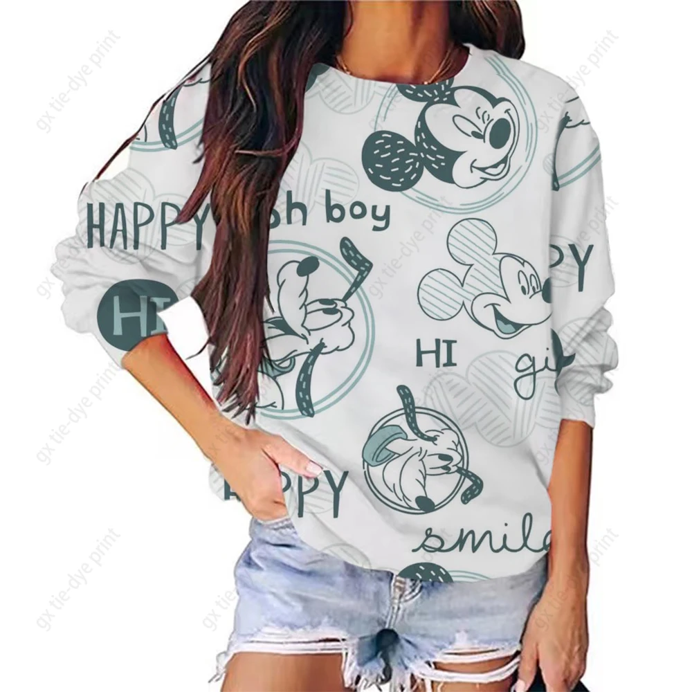 

Disney Minnie Mickey Mouse Print Woman Pullovers Clothing Ladies Spring Autumn Hoodies Womens Female O-neck Casual Sweatshirts