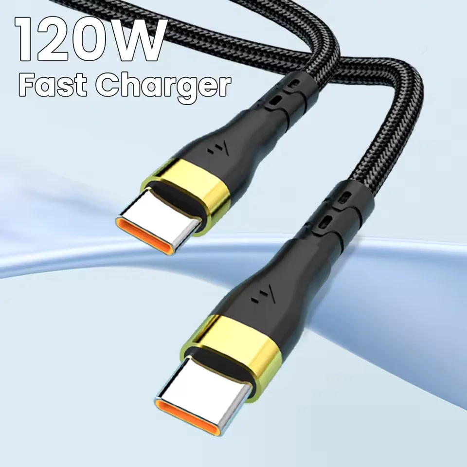 Charging Cable 120W Super Fast USB C TO Type C Data Cord For Samsung S24 S23 Ultra iPhone 16 15 14 Pro Max Xiaomi 14 Oneplus