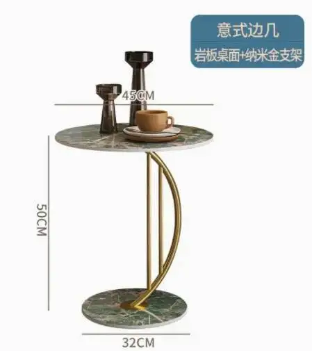 طاولة قهوة أنيقة وعصرية بتصميم رخامي وذهبي - قطعة...