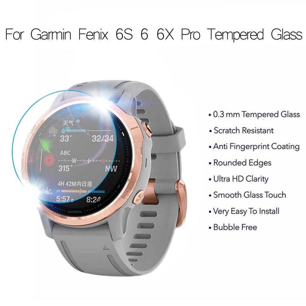 2pcs Tempered Glass Film For Garmin Fenix7 7x 7s 6S 6X 5S