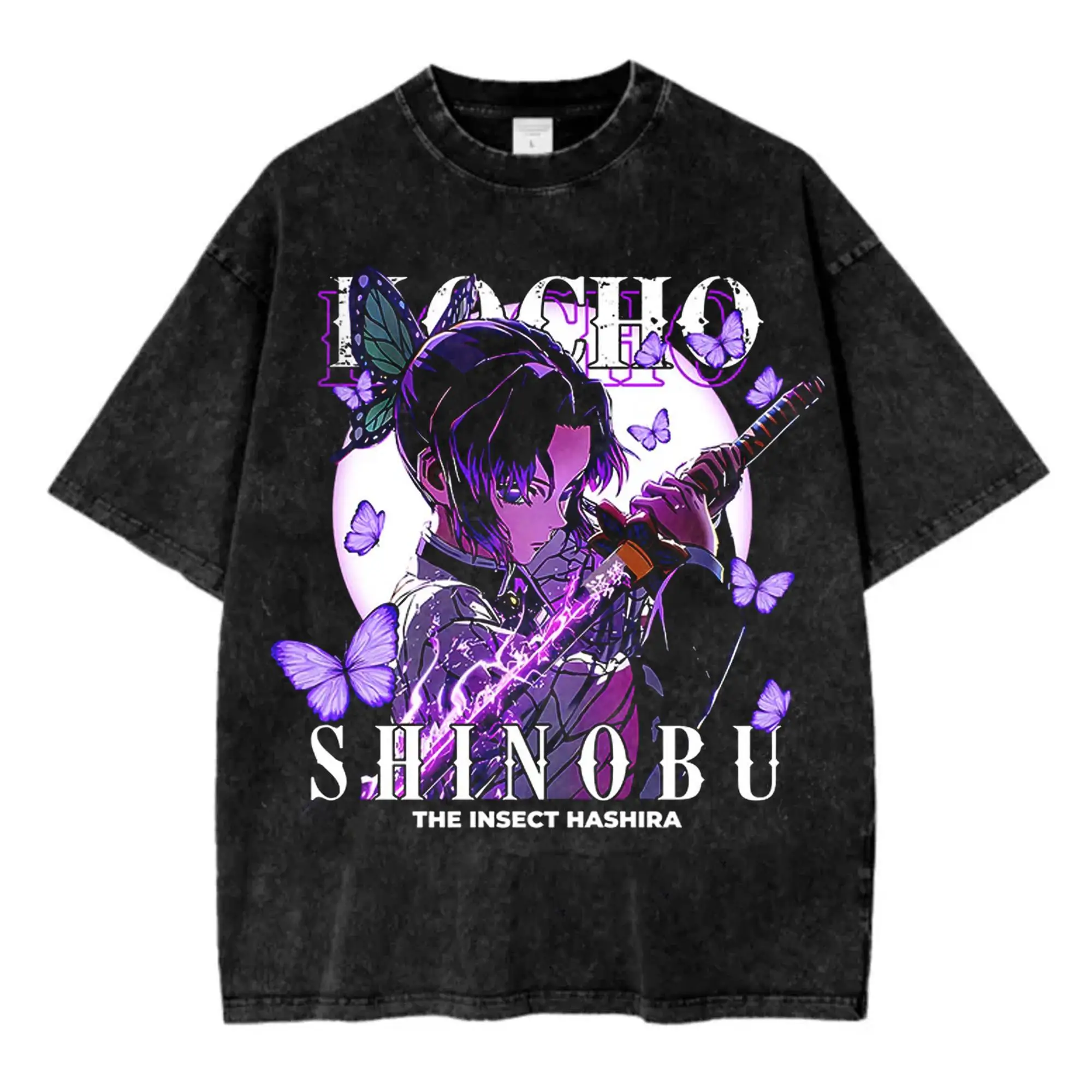 Vintage Wash Aesthetic Anime Graphic Tee, Otaku Gift Apparel