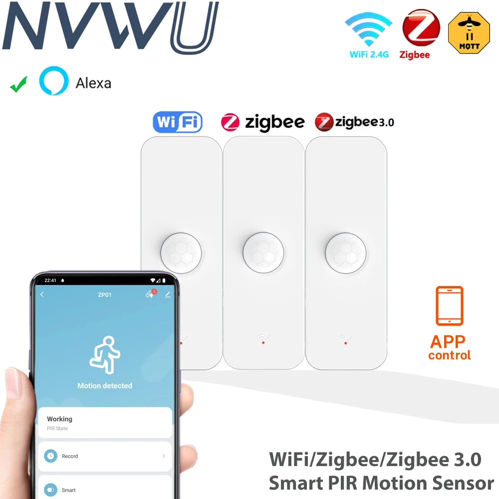 스마트 WiFi Zigbee PIR 모션 센서 스마트 홈 인체 적외선 감지기 보안 스마트 라이프는 Alexa Zigbee2MQTT와 함께 작동합니다.