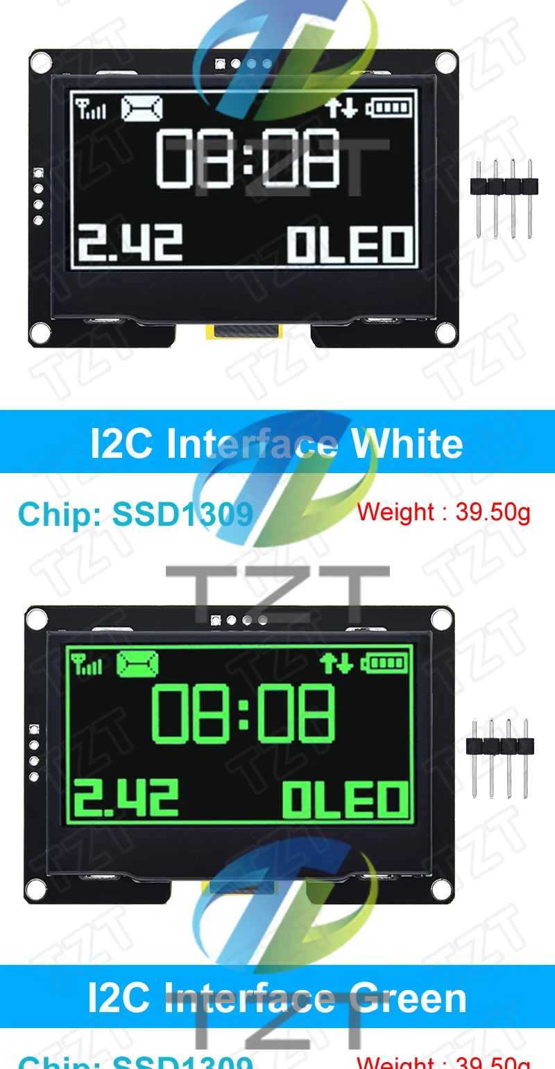 DIYTZT 2,4 Zoll 2,42 Zoll 128 x 64 OLED LCD Display Modul SSD1309 12864 7 Pin SPI/IIC I2C Serielle Schnittstelle für Arduino UNO R3 C51 – Detail 22