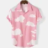 Men's Shirts Short Sleeve Cloud Print Tops Hawaiian Holiday Shirts Fashionable Unisex Shirts Summer T-Shirts Casual Oversized Cl 2