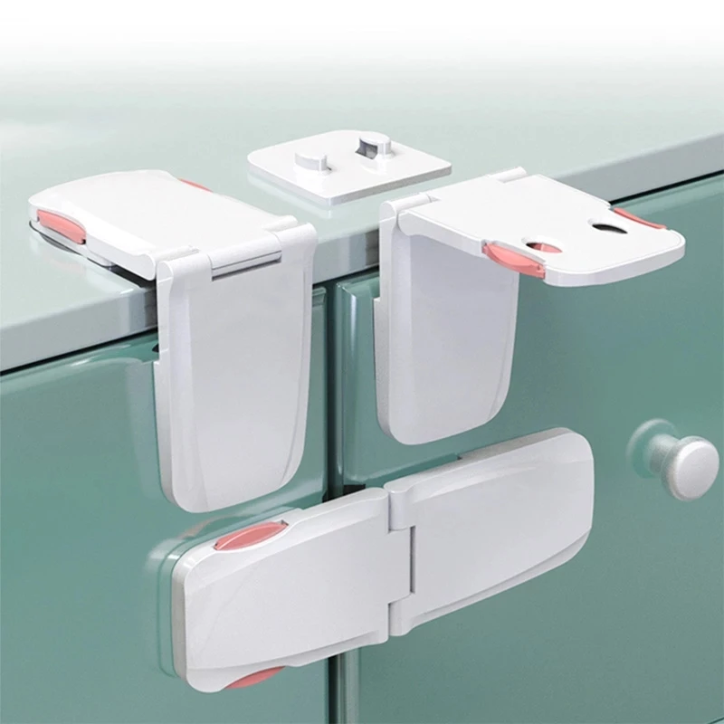

White Drawer Lock Baby Safety Protection Double Use Right Angle Cabinet Door Locks Kids Protector Multi-Function Plastic Buckle