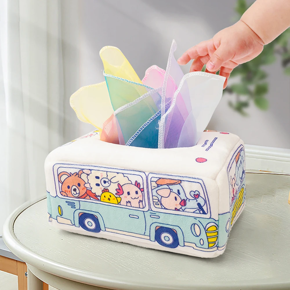 

Baby Paper Drawer Toys Infant Pull Along Can't Tear Tissue Box Sensory Teething Grasping Game Finger Exercise Soothing Toys